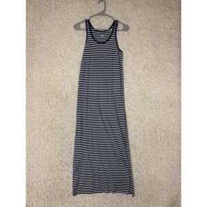 Old Navy Maxi Dress Girls Size XL (14) Blue Striped Double Slit Coastal Summer